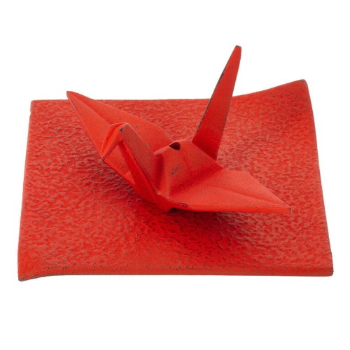 Orizuru żuraw origami podstawka pod kadzidełko iwachu czerwony.jpg